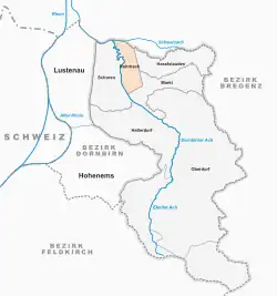 Österreichkarte, Position von Rohrbach hervorgehoben