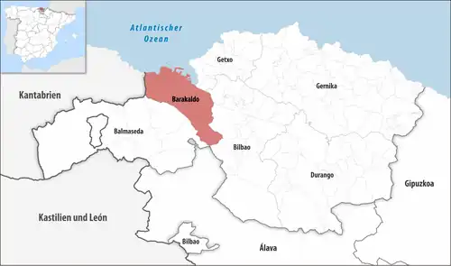 Die Lage des Gerichtsbezirk Barakaldo in der Provinz Bizkaia