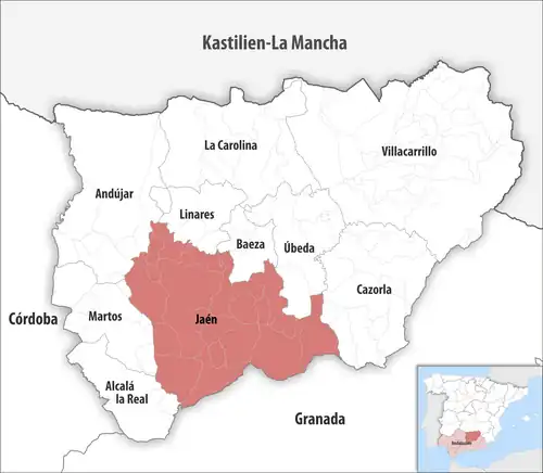 Die Lage des Gerichtsbezirk Jaén in der Provinz Jaén