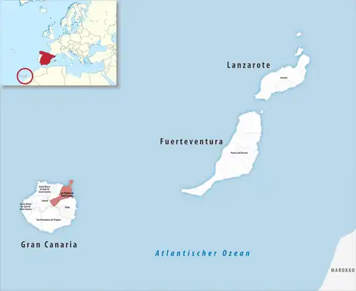 Die Lage des Gerichtsbezirk Las Palmas de Gran Canaria in der Provinz Las Palmas