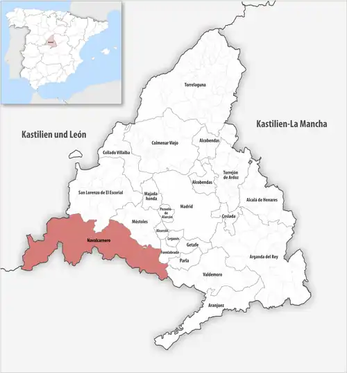 Die Lage des Gerichtsbezirk Navalcarnero in der autonomen Gemeinschaft Madrid