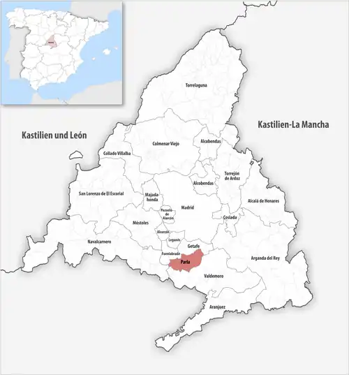 Die Lage des Gerichtsbezirk Parla in der autonomen Gemeinschaft Madrid