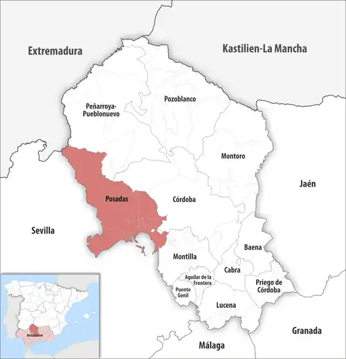 Die Lage des Gerichtsbezirk Posadas in der Provinz Córdoba