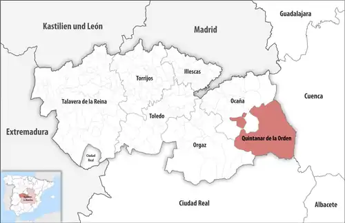 Die Lage des Gerichtsbezirk Quintanar de la Orden in der Provinz Toledo