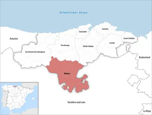 Die Lage des Gerichtsbezirk Reinosa in der autonomen Gemeinschaft Kantabrien