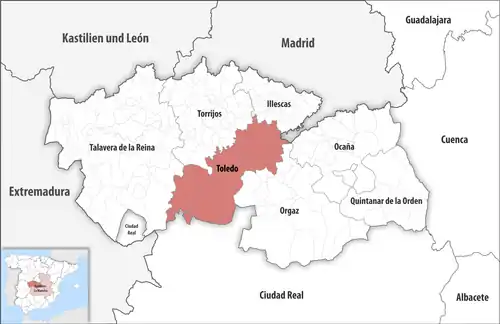 Die Lage des Gerichtsbezirk Toledo in der Provinz Toledo
