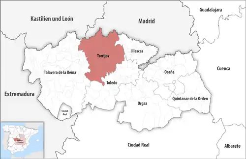 Die Lage des Gerichtsbezirk Torrijos in der Provinz Toledo