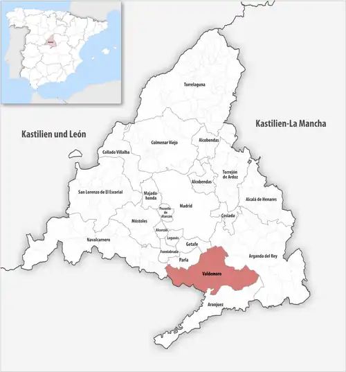 Die Lage des Gerichtsbezirk Valdemoro in der autonomen Gemeinschaft Madrid