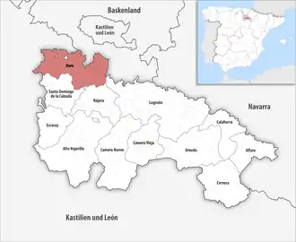 Die Lage der Comarca Haro in der autonomen Gemeinschaft La Rioja
