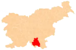 Karte von Slowenien, Position von Kočevje hervorgehoben
