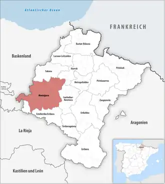 Die Lage der Comarca Montejurra in der autonomen Gemeinschaft Navarra