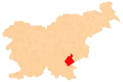 Karte von Slowenien, Position von Novo mesto hervorgehoben