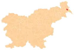 Karte von Slowenien, Position von Občina Turnišče hervorgehoben