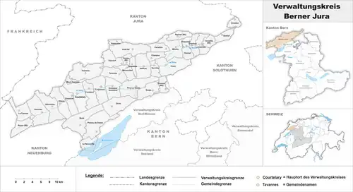 Karte von Verwaltungskreis Berner Jura
