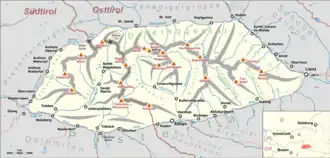 Übersichtskarte der Villgratner Berge