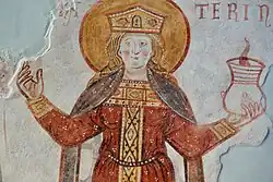 Katharina von Alexandrien, Fresko, 13. oder 14. Jh.