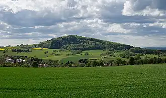 Blick zum Katzenbuckel mit Waldkatzenbach (mittig links)