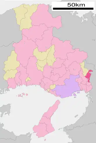 Lage Kawanishis in der Präfektur