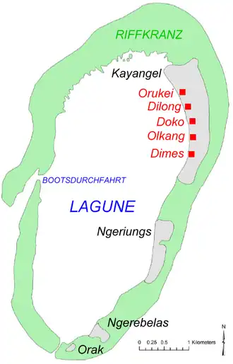 Karte des Kayangel-Atolls