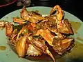 Kepiting saus padang (Krabbe in Padang-Sauce) in Indonesien