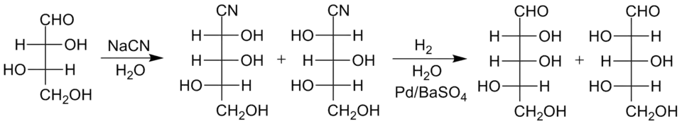 Kiliani-Fischer-Synthese über Iminbildung und anschließende Hydrolyse