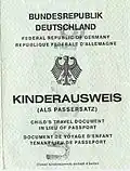Kinderausweis aus dem Jahr 1994. Ausgestellt für Kinder bis zum vollendeten 16. Lebensjahr