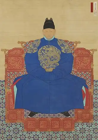 Porträt von König Taejo, nach einer Vorlage 1872 neu gemalt, Koreanisches Nationalmuseum