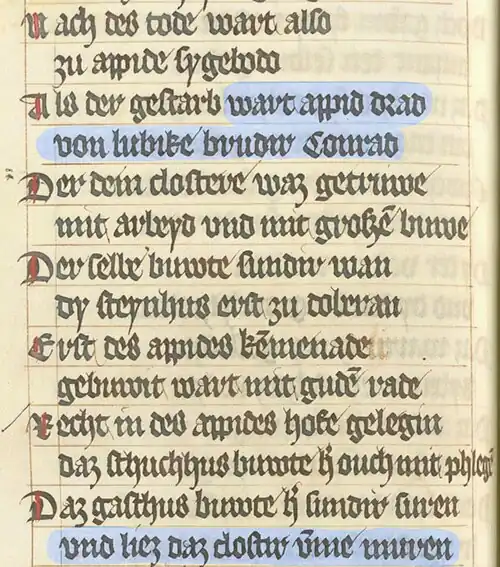 Originaltext Mecklenburgischen Reimchronik von 1378