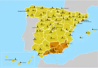 Karte der Kirchenprovinz Granada