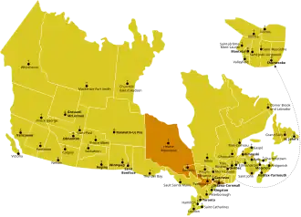 Karte der Kirchenprovinz Ottawa-Cornwall