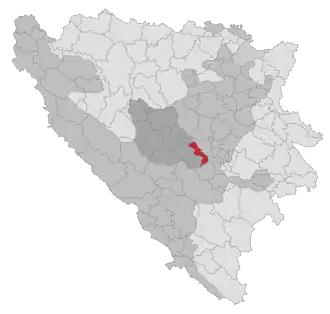 Lage der Gemeinde Kiseljak in Bosnien und Herzegowina (anklickbare Karte)