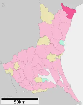 Lage Kitaibarakis in der Präfektur