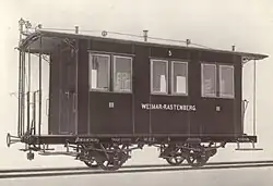 Kleinbahn-Personenwaggon Nr. 5 der III. Klasse im Produktkatalog der Breslauer Actien-Gesellschaft für Eisenbahn-Wagenbau und Maschinenbau-Anstalt aus dem Jahr 1918
