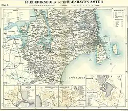 Københavns Amt auf einer Karte von ca. 1900