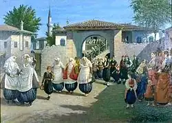 Dasma shkodrane (Shkodraner Hochzeit); Öl, 1924, Nationale Kunstgalerie Tirana