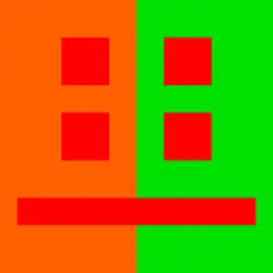 Der Simultankontrast: Das gleiche Rot erscheint in orangefarbener Umgebung bläulich getrübt und in grüner Umgebung besonders leuchtend.