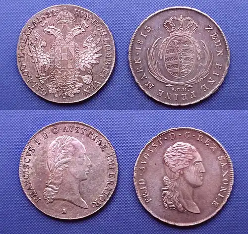 Konventionstaler von 1822 (links) und von 1813