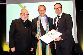 Reinhard Kardinal Marx, Prälat Peter Klasvogt und Oberbürgermeister Uli Burchardt bei der Verleihung des Konstanzer Konzilspreis 2017