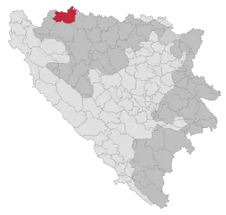 Lage der Gemeinde Kozarska Dubica in Bosnien und Herzegowina (anklickbare Karte)