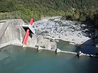 Oberwasserseite der Wehranlage