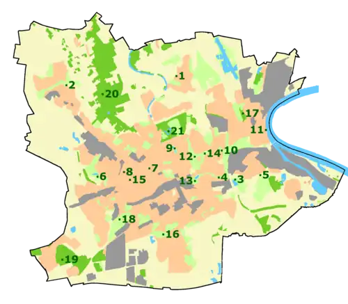 Karte der Krefelder Grünanlagen