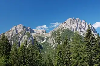 Links der Kreuzkofel, rechts der Spitzkofel
