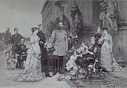 Kronprinz Friedrich mit seiner Familie (vor dem Neuen Palais in Potsdam), 1882