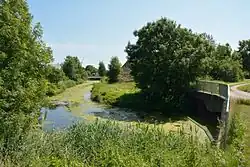 Der Burg-Kudenseer Kanal (Bütteler Kanal) am Schöpfwerk zum Nord-Ostsee-Kanal