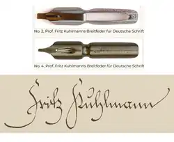 Breitfedern (Fa. Brause) und Namenszug von Fritz Kuhlmann 1931