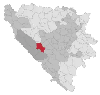 Lage der Gemeinde Kupres in Bosnien und Herzegowina (anklickbare Karte)
