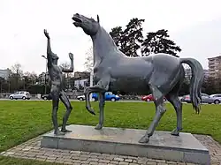 Seepromenade Genf, L’adolescent et le cheval von Heinz Schwarz (1920–1994), Bildhauer, Maler