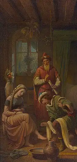 Pippin wäscht Bertha die Füße