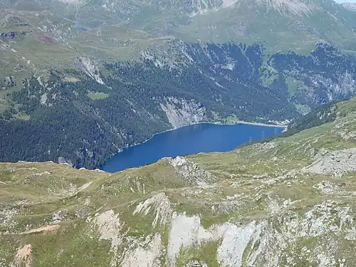 Blick hinunter zum Lai da Marmorera.