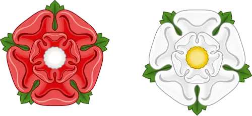 Die Rosen von Lancaster (rot) und York (weiß)